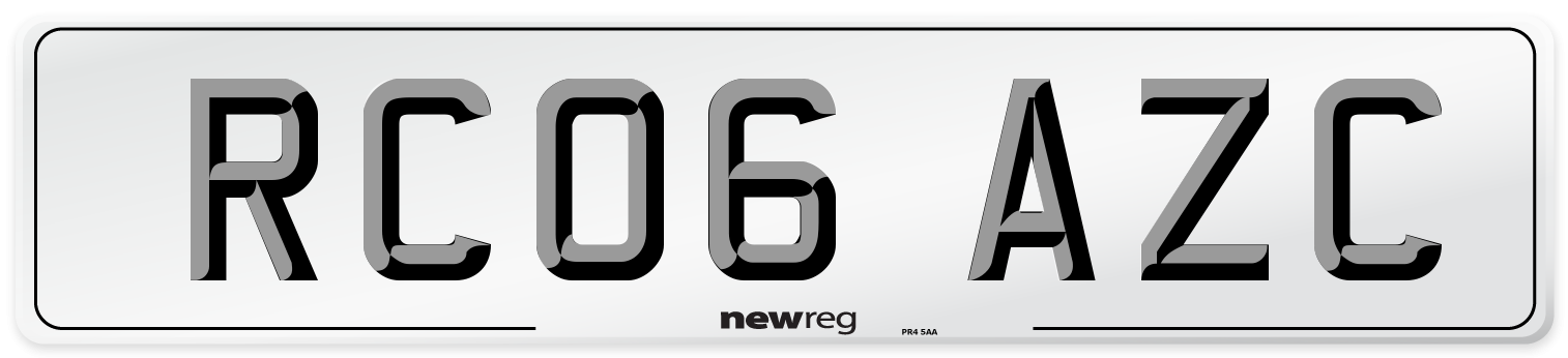 RC06 AZC Number Plate from New Reg
